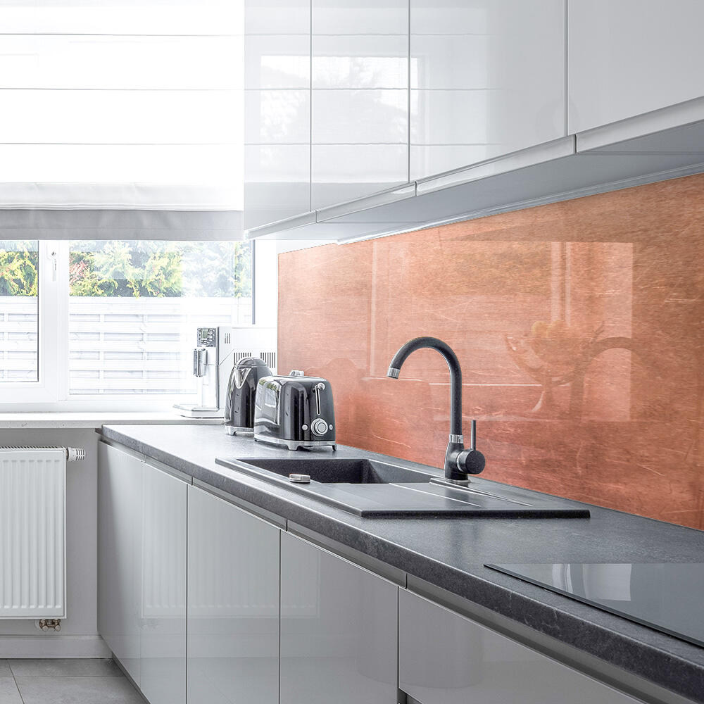 distressed copper splashback